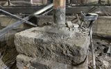 Foundations for cast iron columns that hold up the dress and upper circles